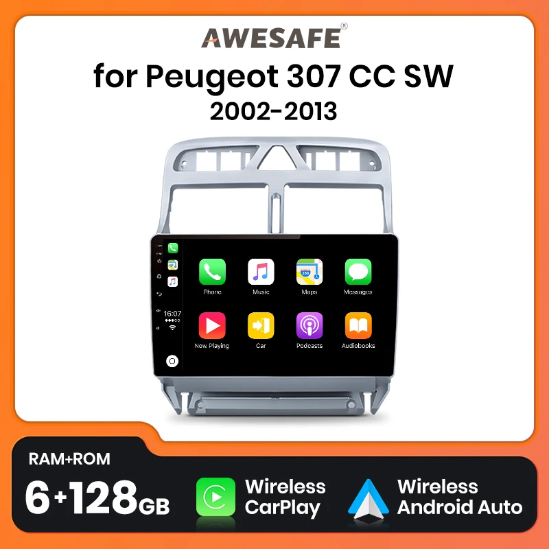 AWESAFE PX9 Plus Car Radio For Peugeot 307 307CC 307SW 2002 - 2013 wireless CarPlay Android Auto No 2 din 2din DVD