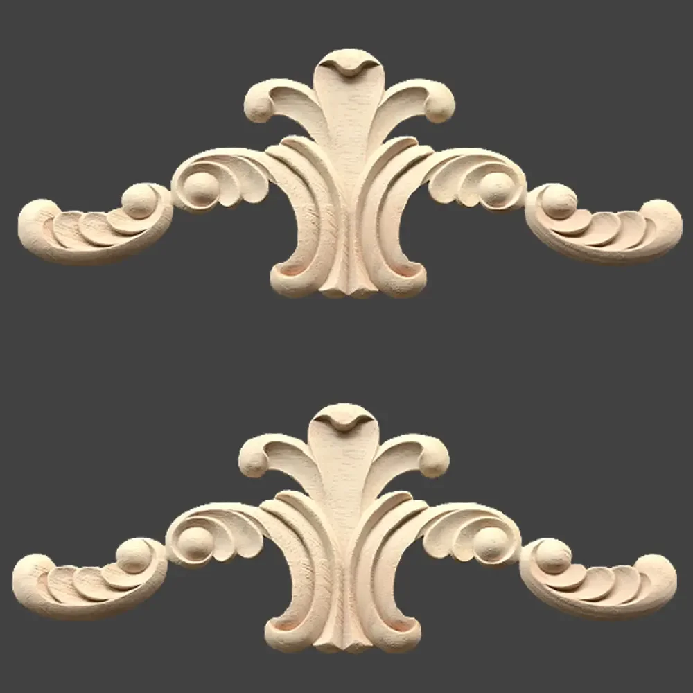 2pcs Vintage Wood Carved Applique Onlay Corner Frame Decal Unpainted for Door Cabinet Wardrobe DIY Home Furniture Decor Crafts