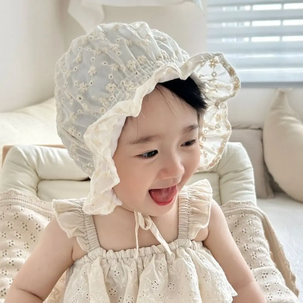 

Newborn Lace Baby Fetal Cap Flower Soft Bonnet Hat Breathable Ruffle Sun Hat 3-12 Months