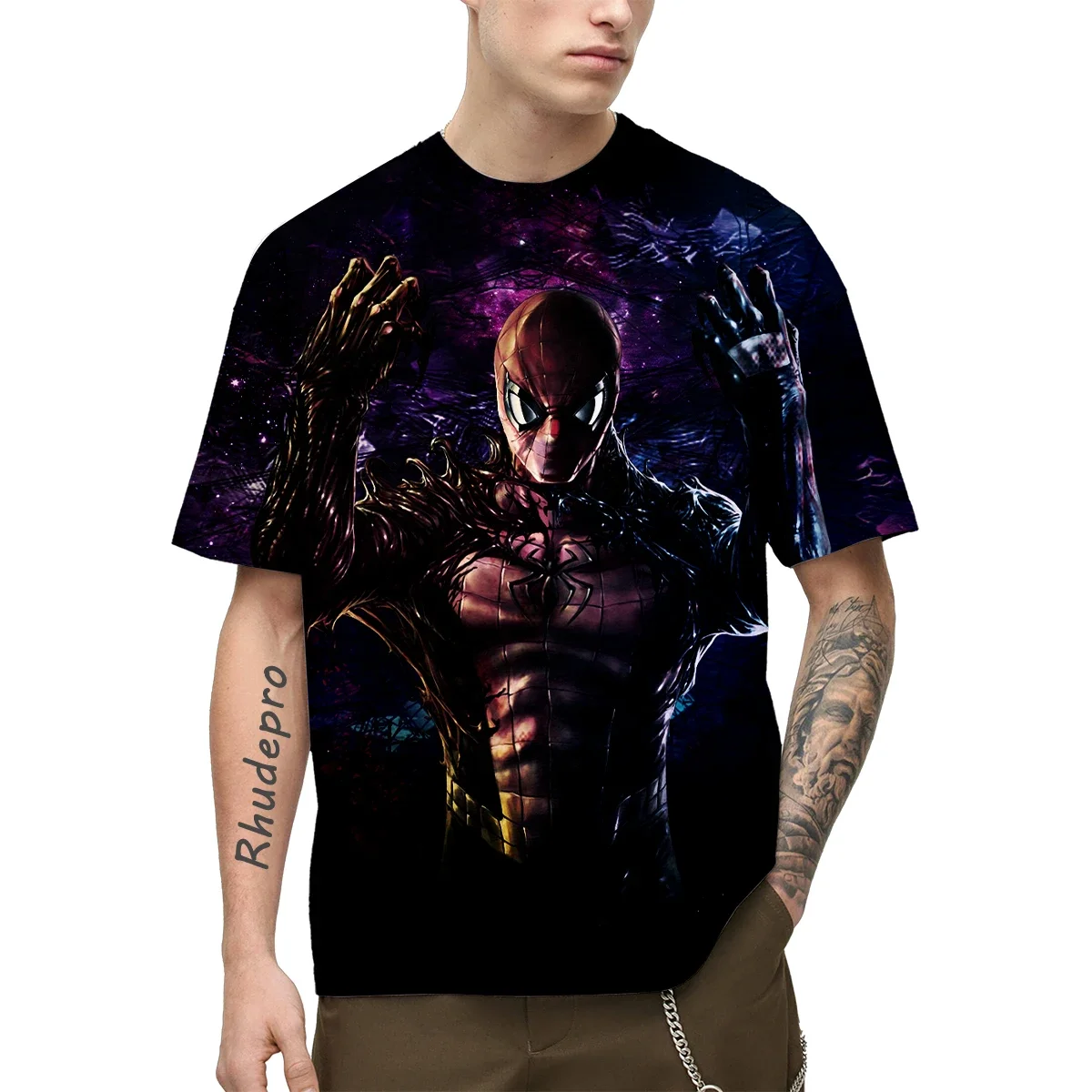 New Marvel Avengers Men's T-shirt Fashion Deadpool Pattern 3D Printed T-shirt Casual Oversized Fashion Men's Short Sleeve