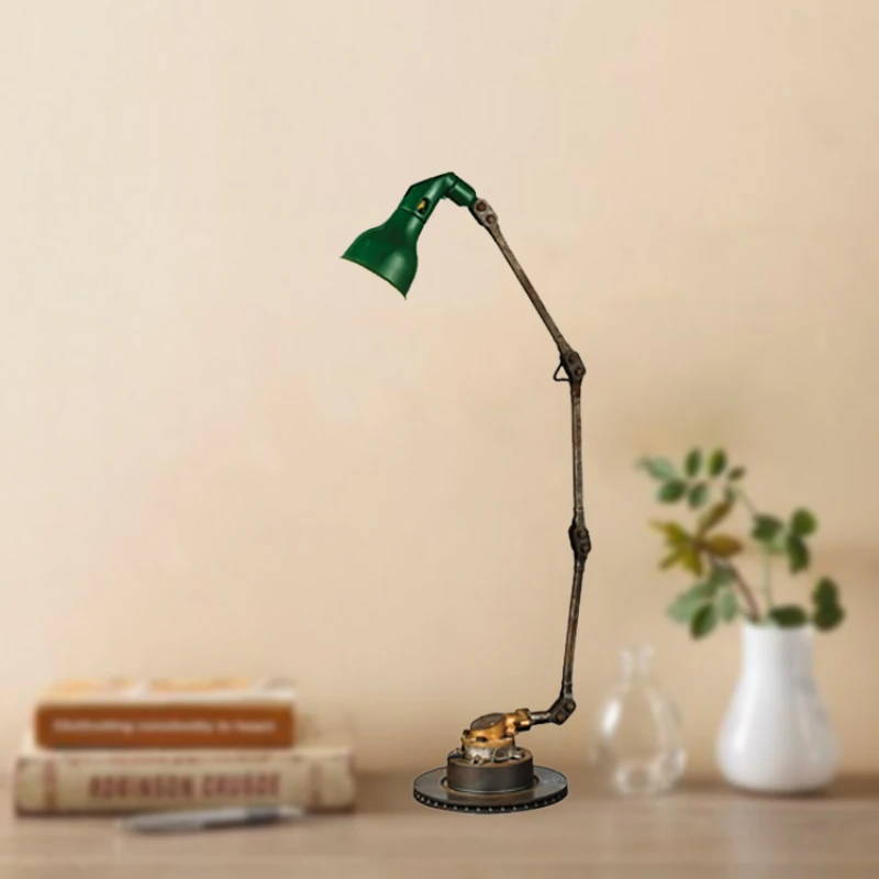 Industrial wind table lamp wrought iron loft retro bar lamp work reading table lamp adjustable