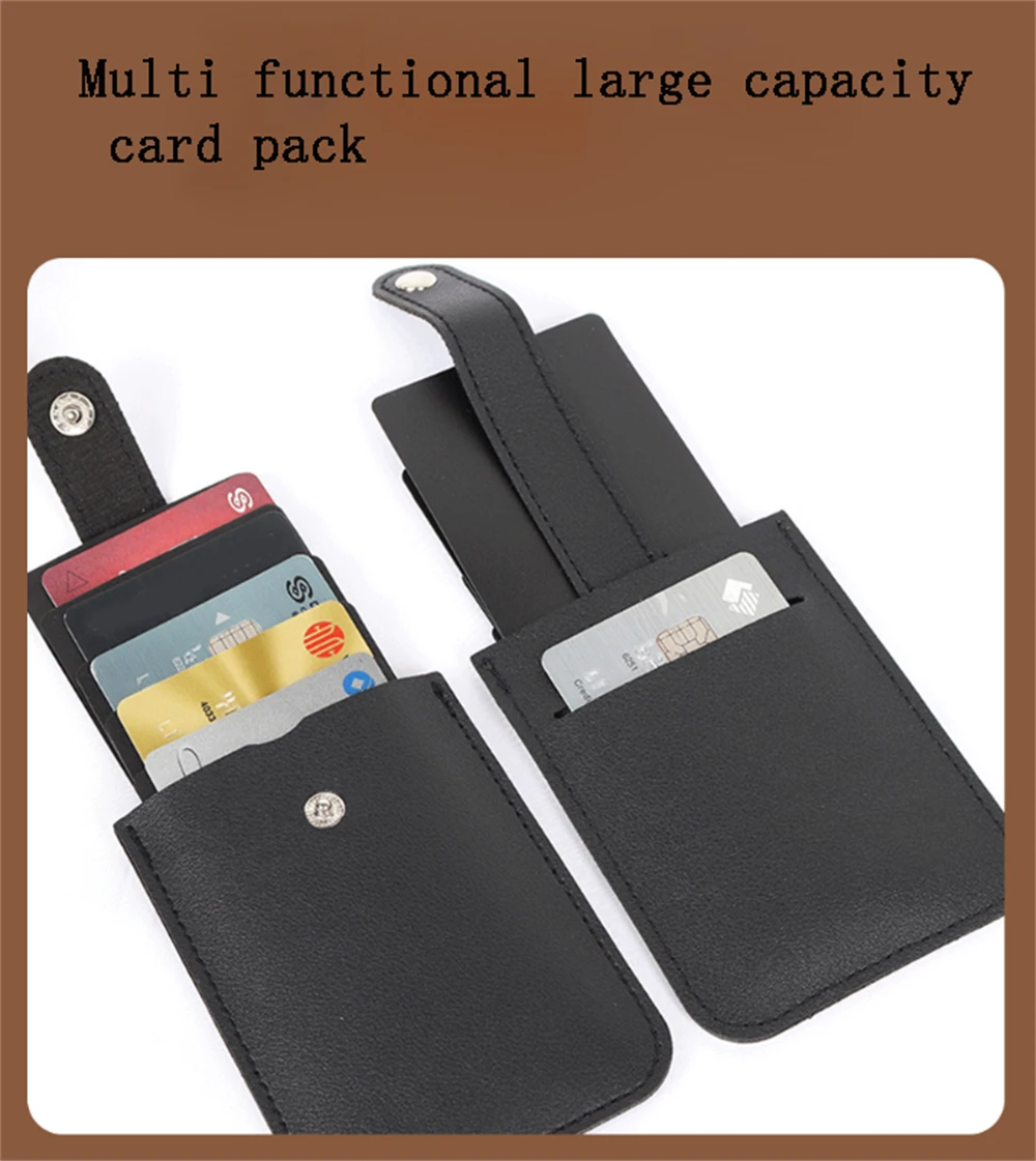 Pull Out Multi Slot Card Holder Bag Slim Laminated Concealed Mini Wallet Business Card Case PU Leather Purses Women