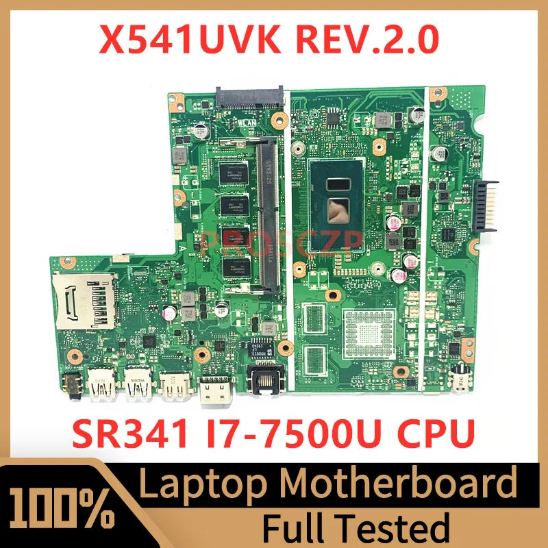 

X541UVK REV.2.0 Mainboard For ASUS Laptop Motherboard RAM 8GB High Quality With SR341 I7-7500U CPU 100% Full Tested Working Well