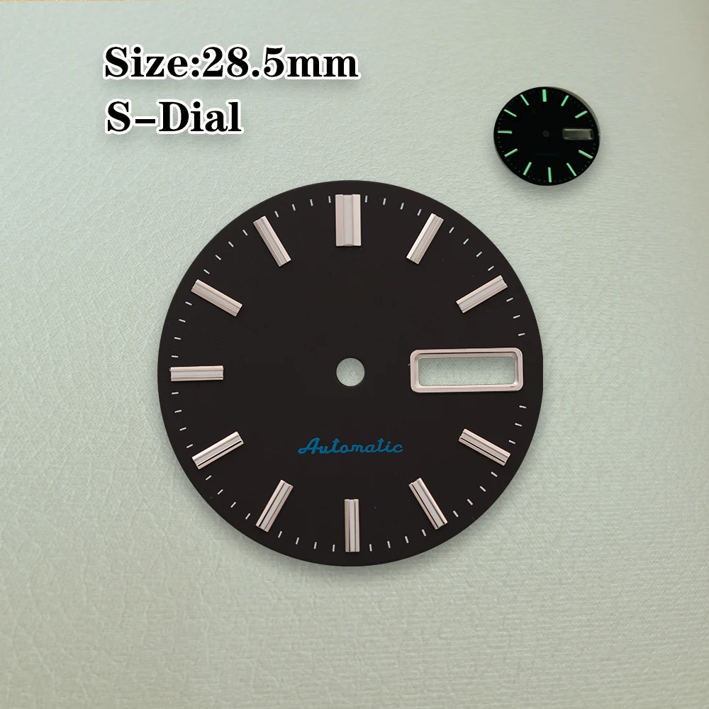 S Dial 28.5mm SK007 Logo Dial Diver's NH34 gmt No Hands Fit NH36 NH35 Movement Green Luminous Watch Modification Accessories view 3