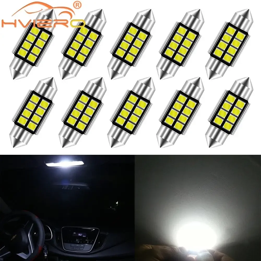 

10Pcs Auto Festoon C5W C10W Car Reading LED 31mm 36mm 39mm 41mm 2835 SMD 8Chips Lamps Dome Lantern Interior Lights White DC 12V