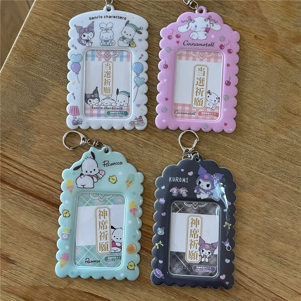 Kawaii Cartoon Kuromi Cinnamoroll Pochacco 3-Inch PVC Card Holder Cute Girls Idol Photo Storage Clip Keychain Pendant Gifts