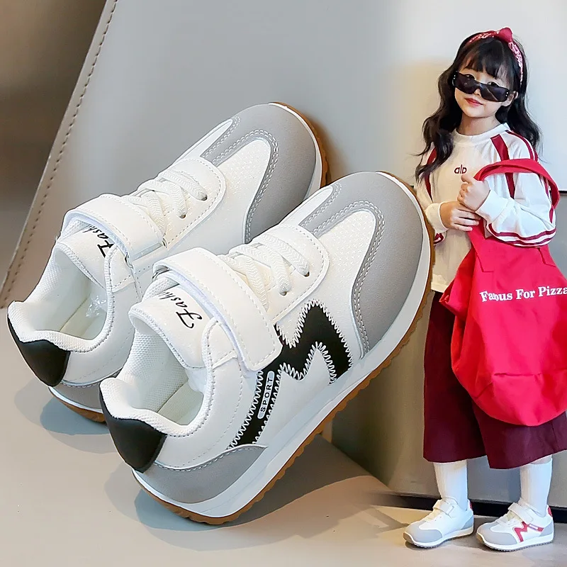 2025 Spring Teenager Kid's Sneakers PU Leather Waterproof Outdoor Tennis Shoes Teenager Girl's Sneakers Kids Sport Shoes