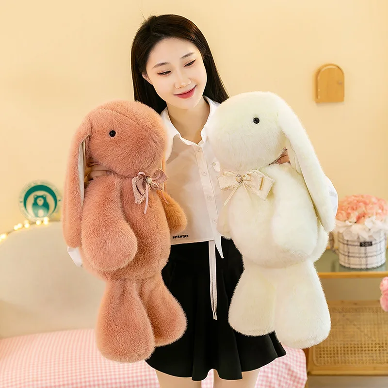 Anime Cartoon Animal Cute long Hair White, Brown, Bean Paste Color Rabbit Plush Toy Party Decoration Doll Girl Birthday Gift