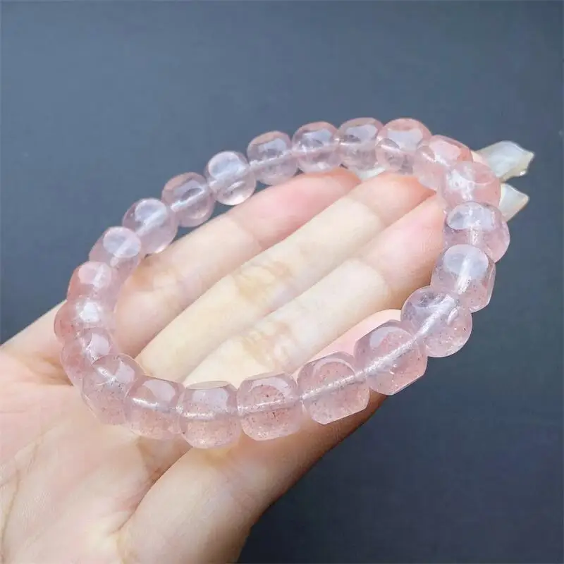 8MM Natural Strawberry Quartz Cube Bracelet Healing Fengshui Fashion Jewelry For Women Holiday Gift 1PCS