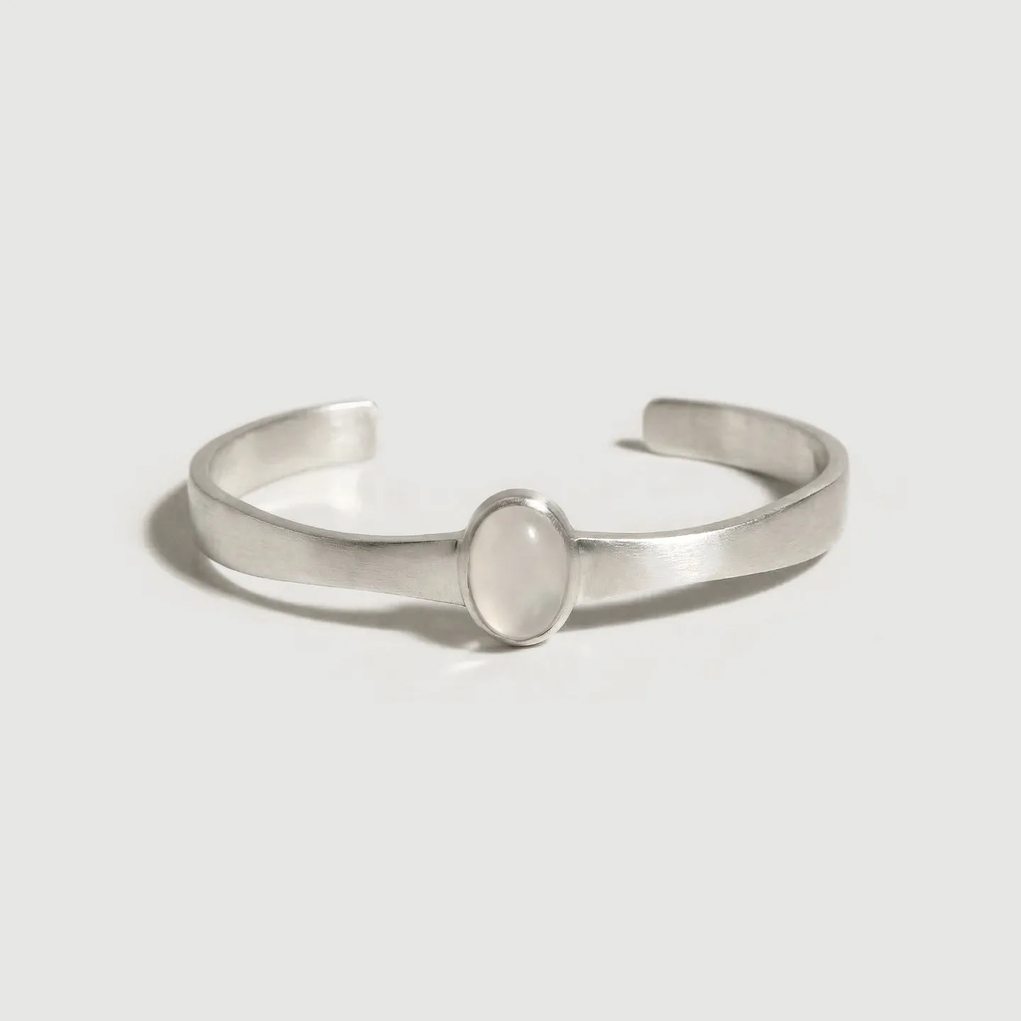 Natural White Agate Bangle 925 Sterling Silver Handmade Vintage Matte Engagement Daily Fine Jewelry Gift For Men And Women