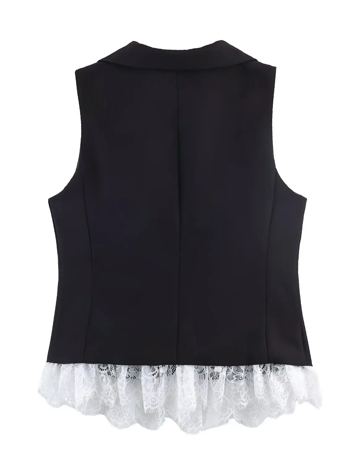 Design Lace Splicing Heavy Work Suit Vest Women's Slimming Professionalism Office Tank Top Polyester Fiber Single Button Closure