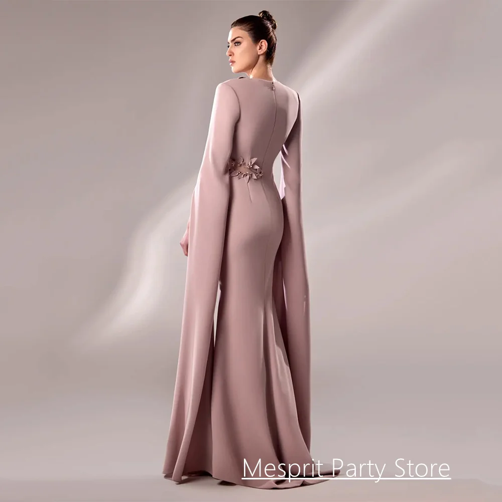 فستان حورية البحر مخصص للحفلات الراقصة أنيق برقبة دائرية وأكمام طويلة وأوراق دانتيل سويب تراين ثوب مسائي رسمي رداء السهرة