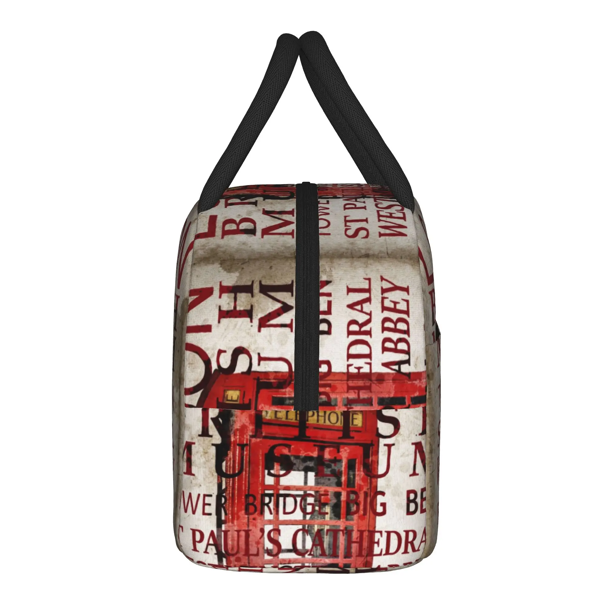London Insulated Lunch Bag Thermal Bag Reusable,Lunch Container British English Letters UK Large Tote Lunch Box Bento Pouch