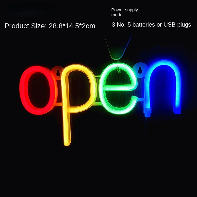 Open Sign Neon Light LED USB & Battery Case Powered Store Shop Business Advertisement Night Lamp Wall Door Window Hanging