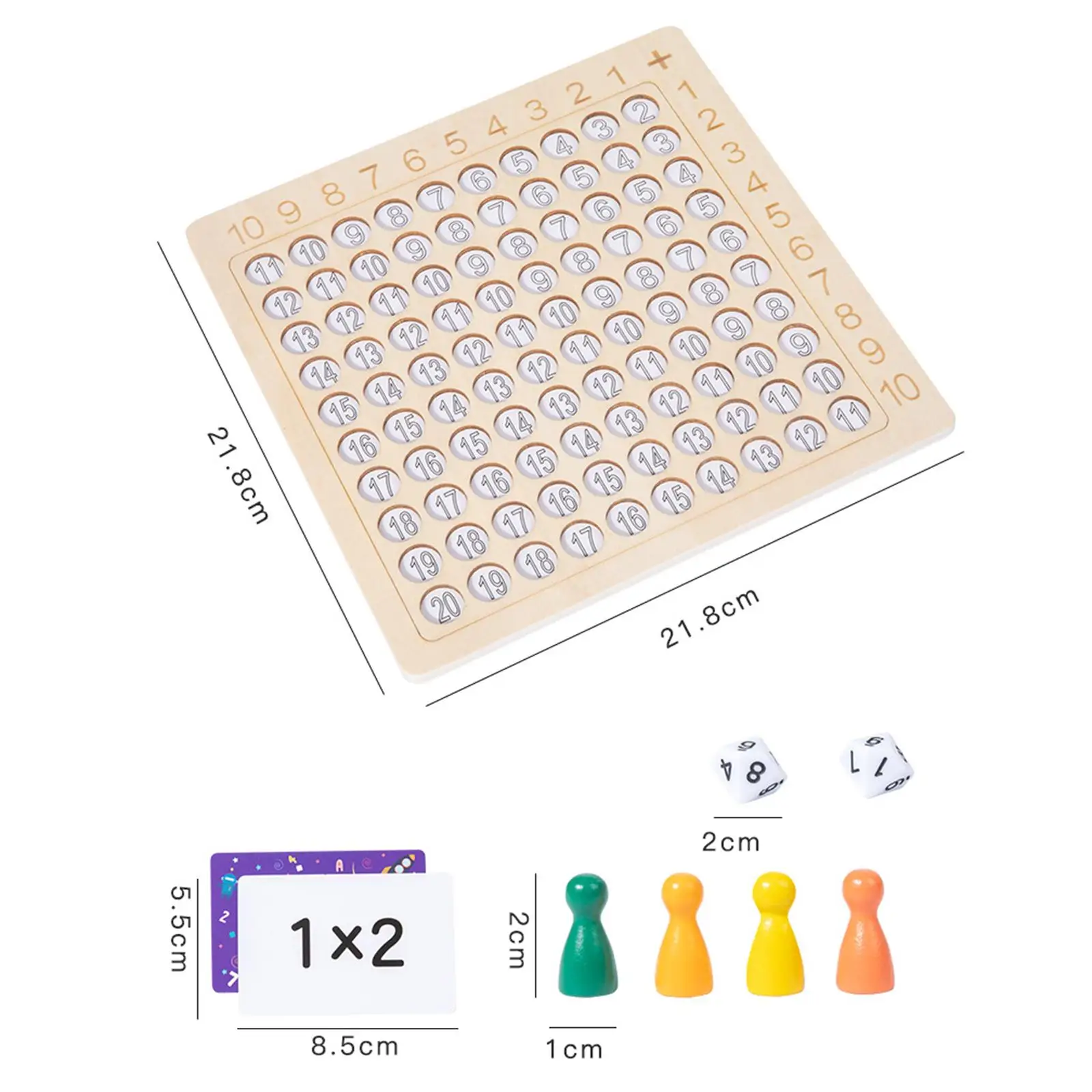 2 em 1 brinquedo de contagem de jogo de tabuleiro de adição de multiplicação de madeira com cartões flash