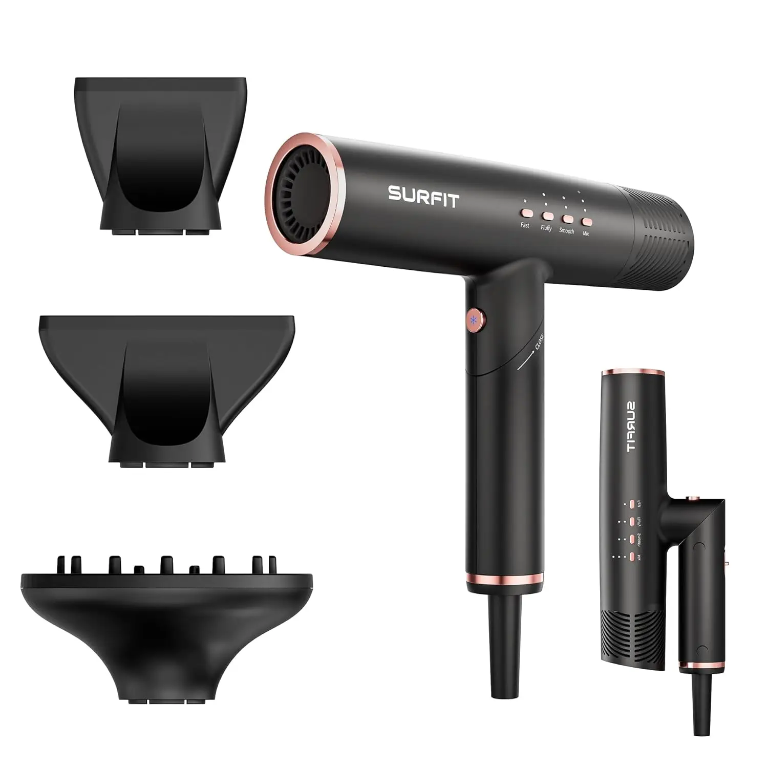

Foldable Travel Hairdryer with Diffuser, 110,000 RPM Ionic Fast Drying for All Hair Types, No Heat Damage