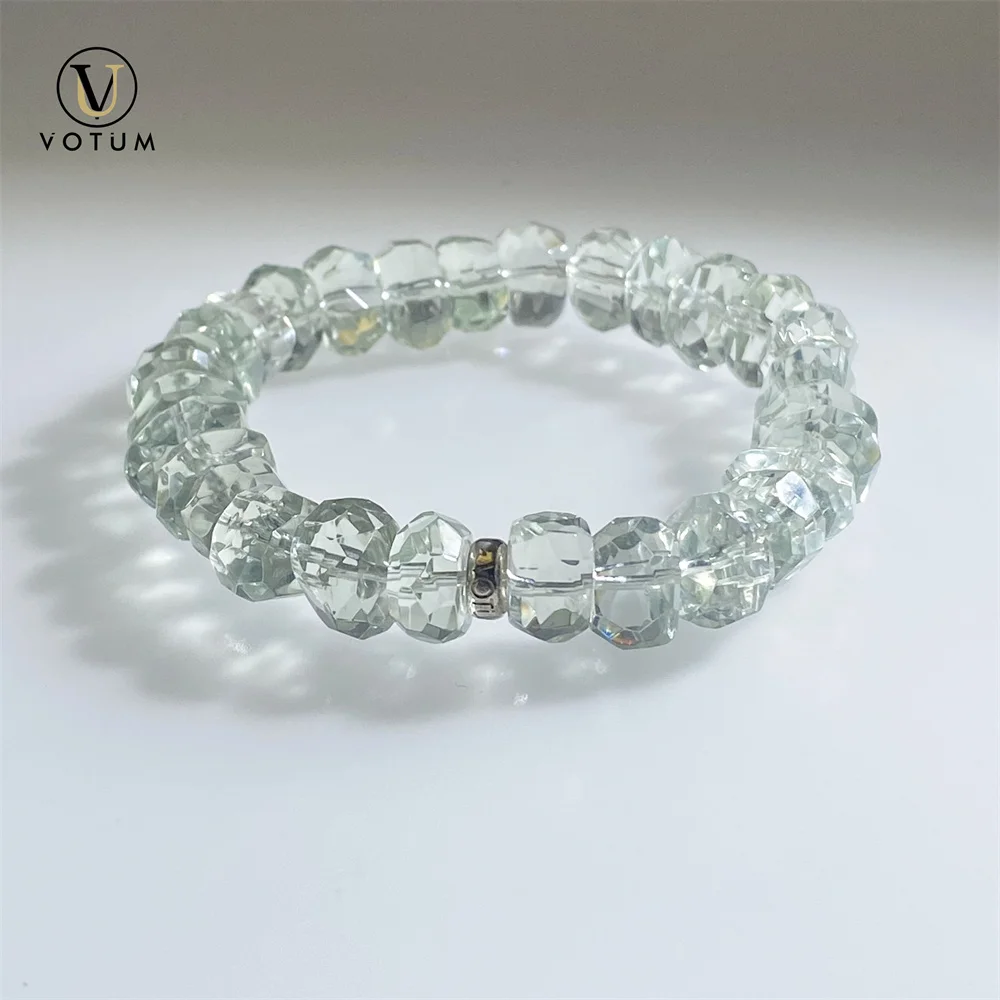 Votum Natural Faceted Green Quartz Bracelet for Women Money Attract Luck Crystal Healing Stone Yoga Gift Bracelets Beads Jewelry