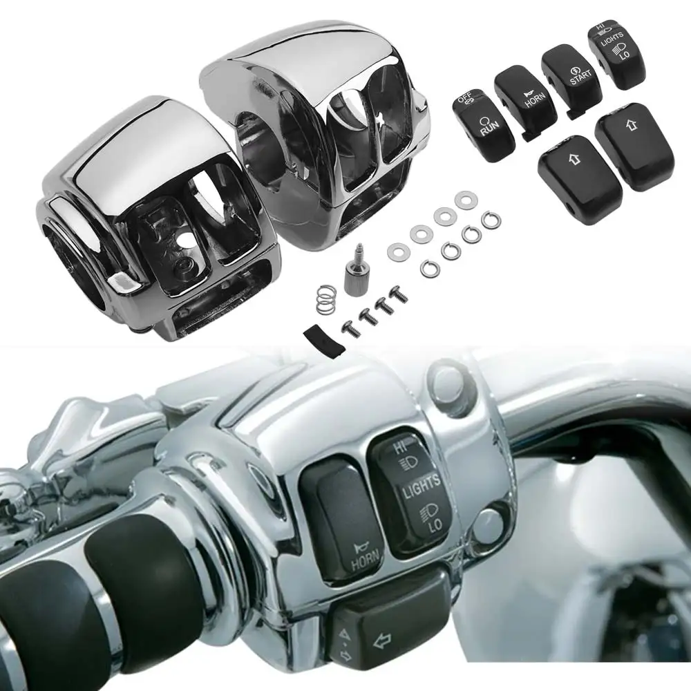 

1Pair Handlebar Control Switch Housing Cover Switch Button Cap Motorcycle Chrome Aluminum For Harley Forty Eight XL1200X 2014-20