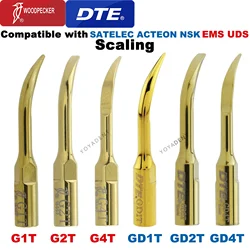 Woodpecker DTE puntas escarificadoras ultrasónicas dentales originales, puntas de escalado, G/GD chapadas en Ti para EMS SATELEC ACTEON NSK Scaler, pieza de mano