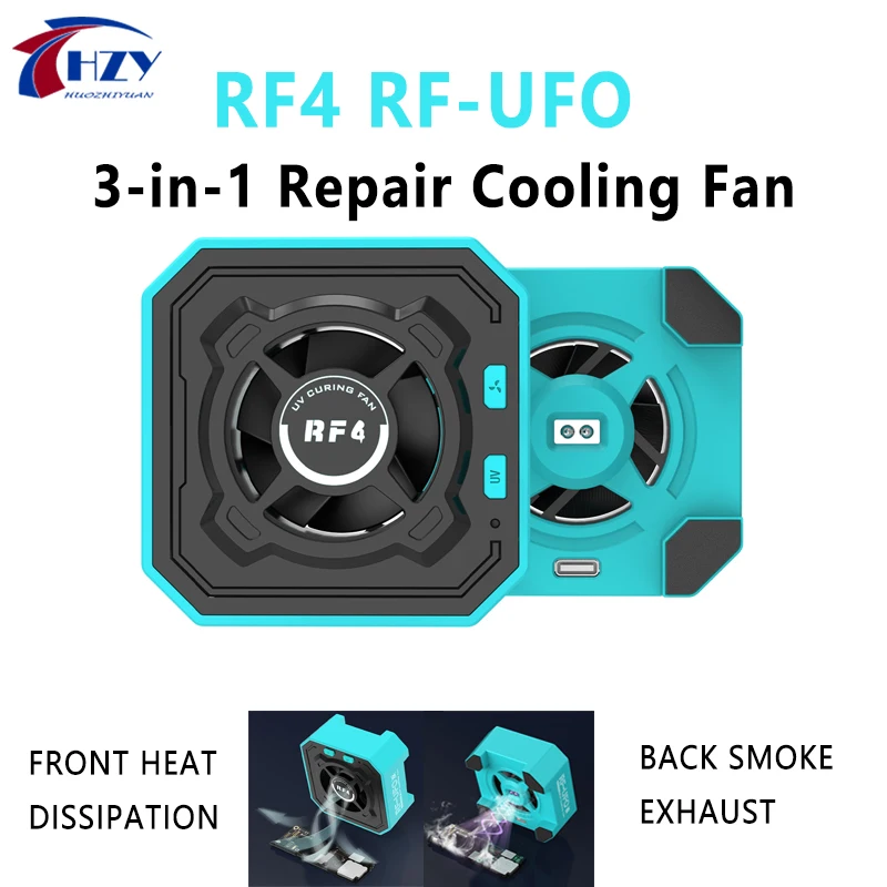 RF4 RF-UFO 3-in-1 Repair Cooling Fan UV Curing Dust Detection 3 Speed Adjustable for Phone MB PCB Soldering Welding Repair Tools