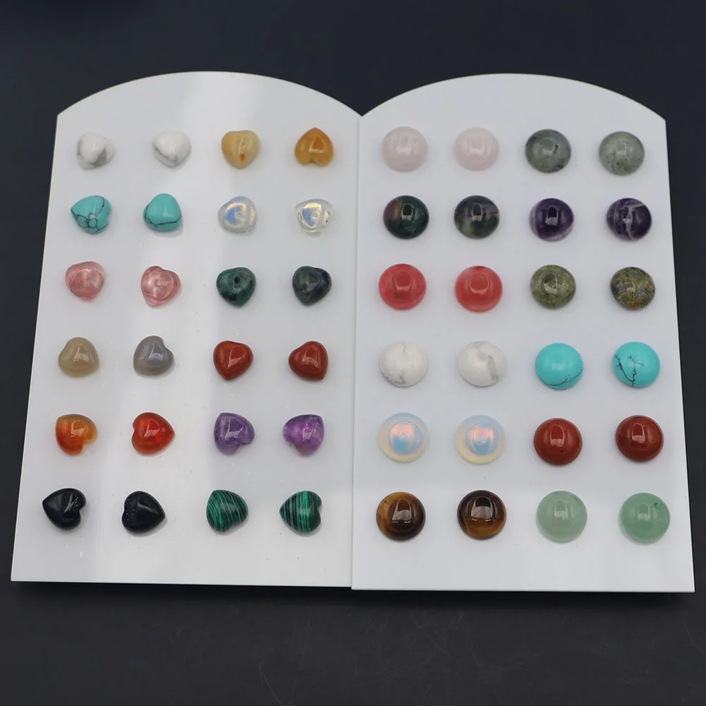 12Pairs Natural Chakra Stone Gemstone Earring Collection Set Round Heart Pyramid Shapes Bulk Reseller Pack (1 Dozen)