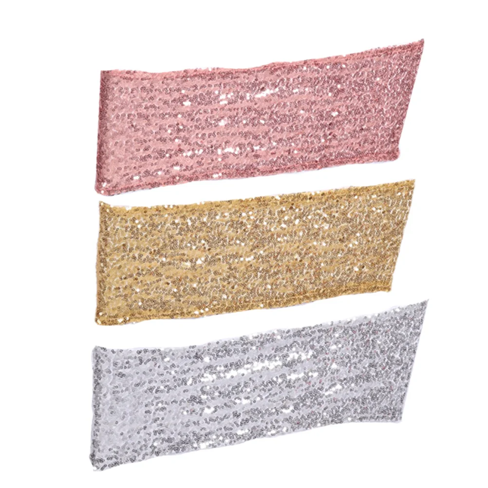 

12pcs Chair Cover Sashes Stretch Polyester Wedding Chair Back Decoration Elastic Seat Strap Golden For Parties Graduations Home