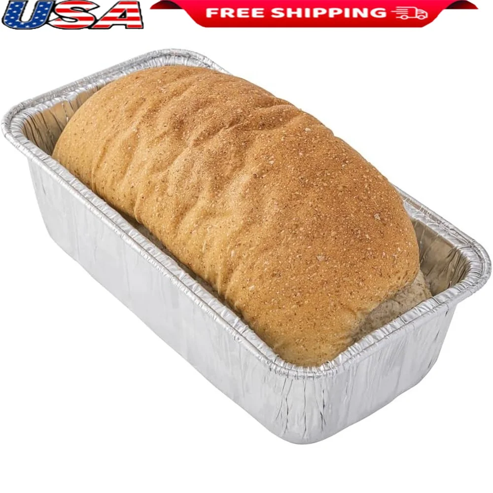 

8.5x4.3 Inch Disposable Aluminum Bread Pans 25 Pack Oven Ready Freezable Stackable Baking Pans Desserts Treats Meatloaf