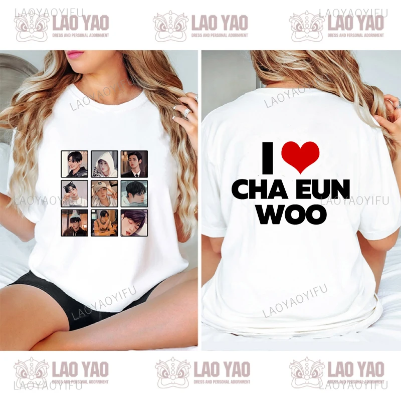 Cha Eun Woo Graphic T Shirts Gift Ideas for Fan Harajuku Women\'s T-shirt Kpop Sportswear Man Goth Clothes Streetwear Tops Y2k