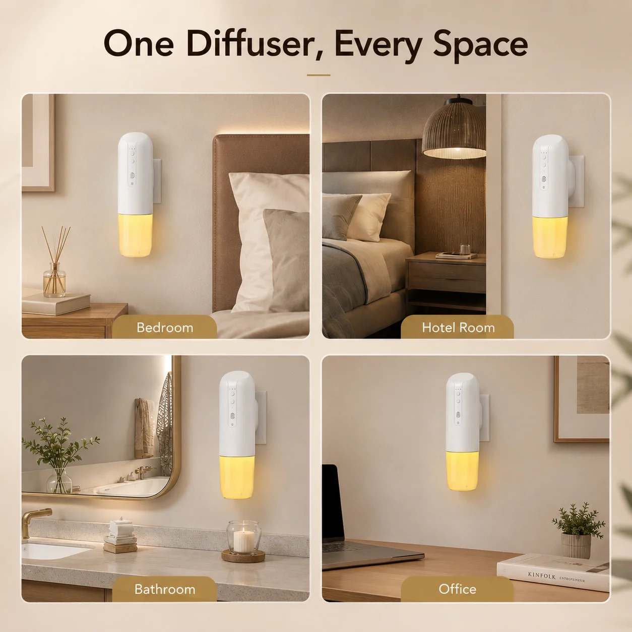 3 Light Smart Aroma Diffuser Wall Plug In Essential Oil Diffuser 150ml Fragrance Dispenser Machine for Home Bedroom Living Room image 5