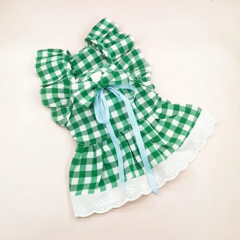 

Plaid Print Pet Dress Pet Princess Dress Set with Sleeves Plaid Skirt Flying Shoulder Pet Clothing Vest Costume for Dogs Sweet