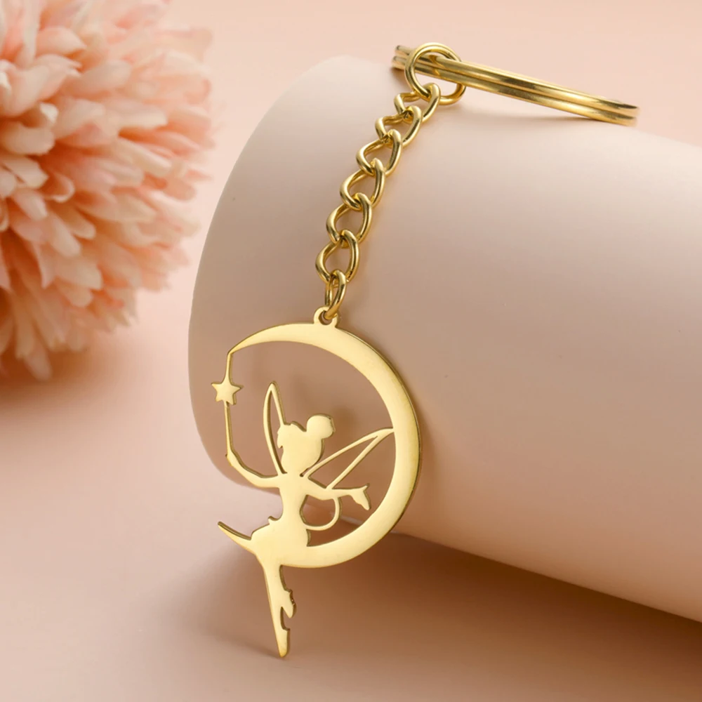 My Shape Fairy Keychain Creative Fantasy Elf Key Ring for Women Girls Stainless Steel Bag Car Keychain Fashion Jewelry Wholesale