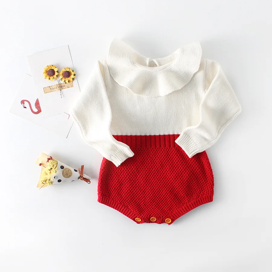 Dollbling ins hot selling spring fall girl baby doll collar knitting wool bag haha clothes romper