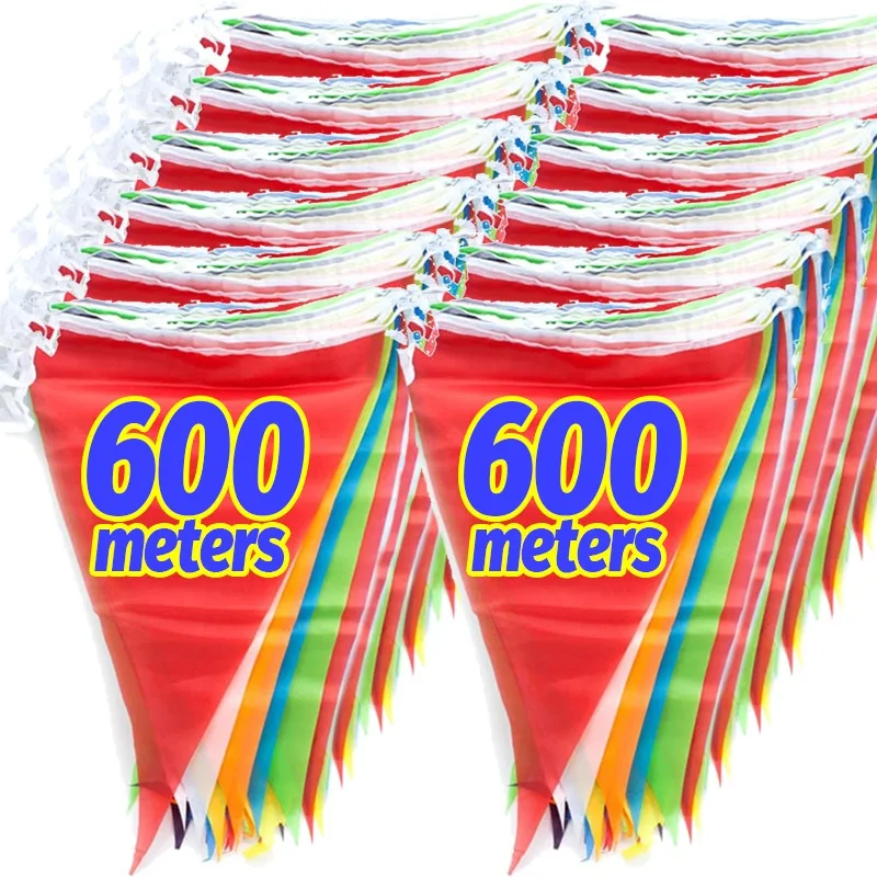 Multicoloridos triângulo bandeiras tecido de náilon flâmula bunting banner festival ao ar livre colorido casa casamento pendurado decoração atacado
