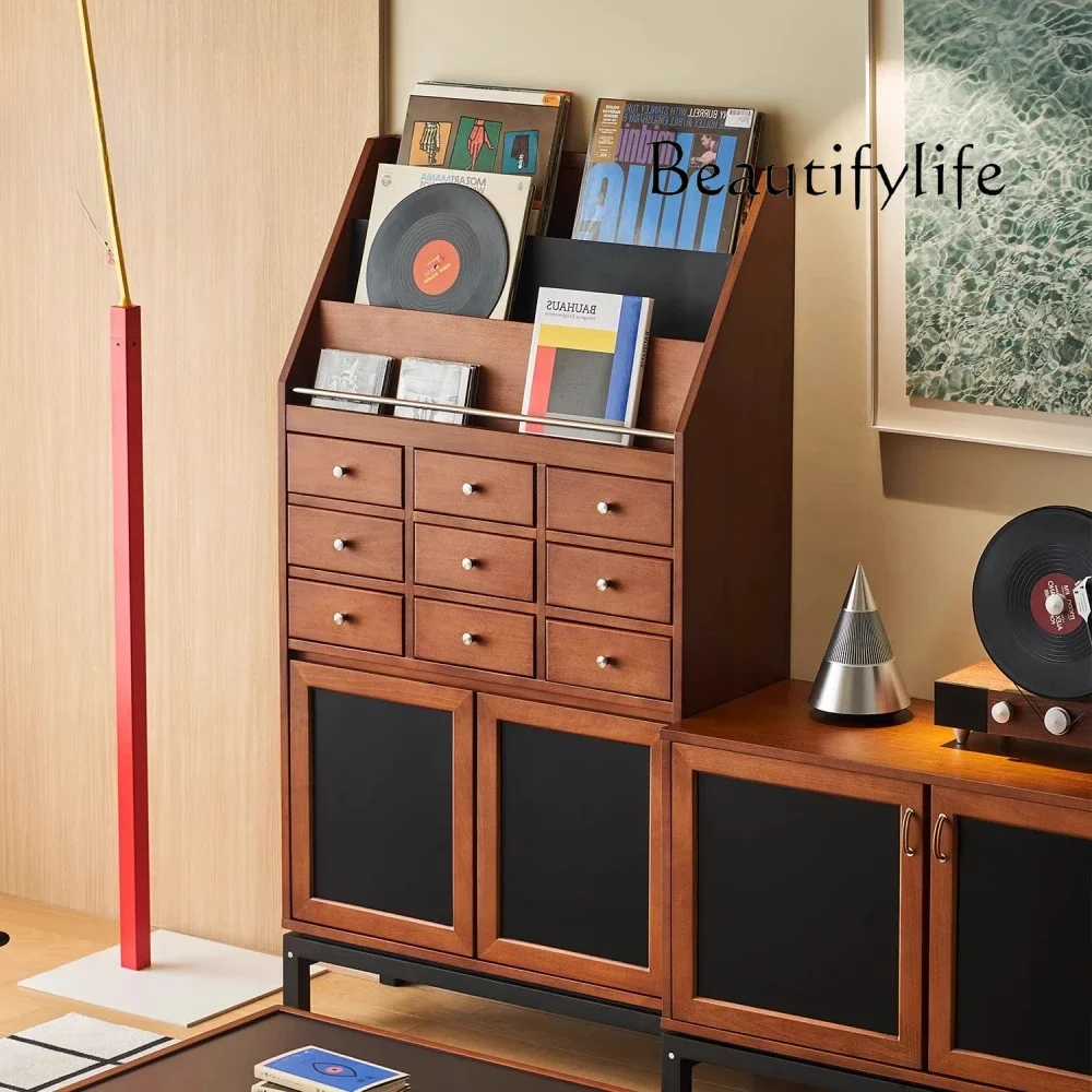 X Retro Side Cabinet Solid Wood Medieval Dougui Decorative Cabinet Magazine Storage Small Apartment Multi-functional Locker