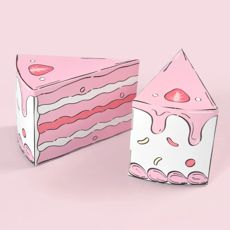 Triangular Cake Shaped Paper Gift Box Creative Candy Cookie Packaging Box Birthday Party Wedding Favor Table Decor Supplies view 4