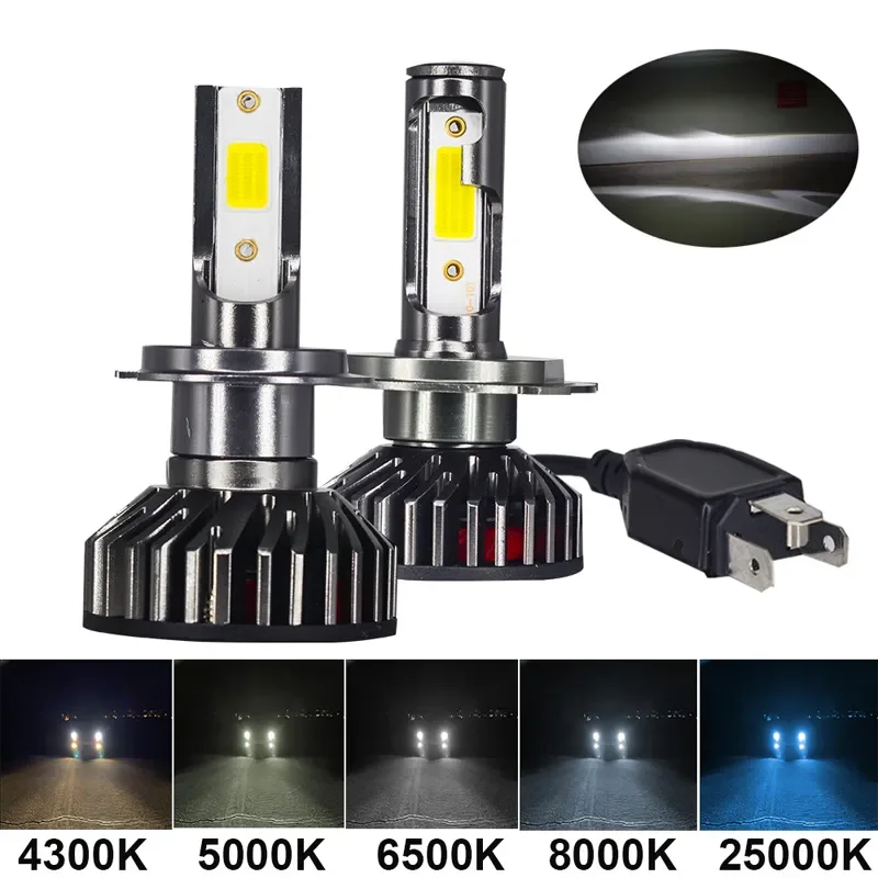 Phare antibrouillard automatique pour voiture, lumière de sauna, ampoule LED, H4, 3000K, 4300K, 5000K, 6500K, 8000K, 25000K, 9005, 9006, 12V
