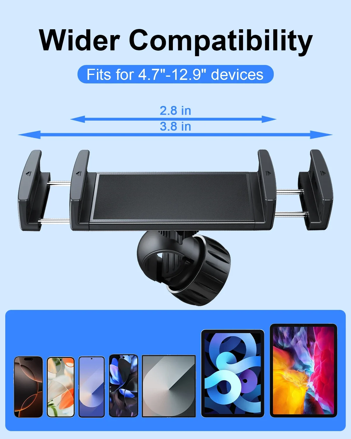 Eary portátil clipe suporte do telefone montagem para carrinho de bebê 360 girar compatível com 4.7-12.9 "polegadas apto para e-bike motocicleta