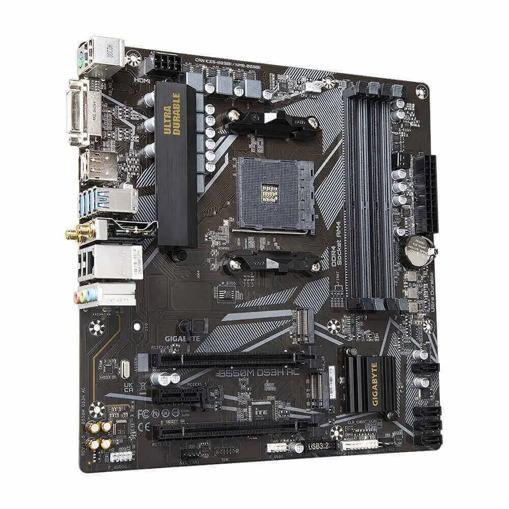 B550M Gigabyte Motherboard DS3H AC, Wi-Fi, Chipset B550, AMD AM4, mATX, DDR4