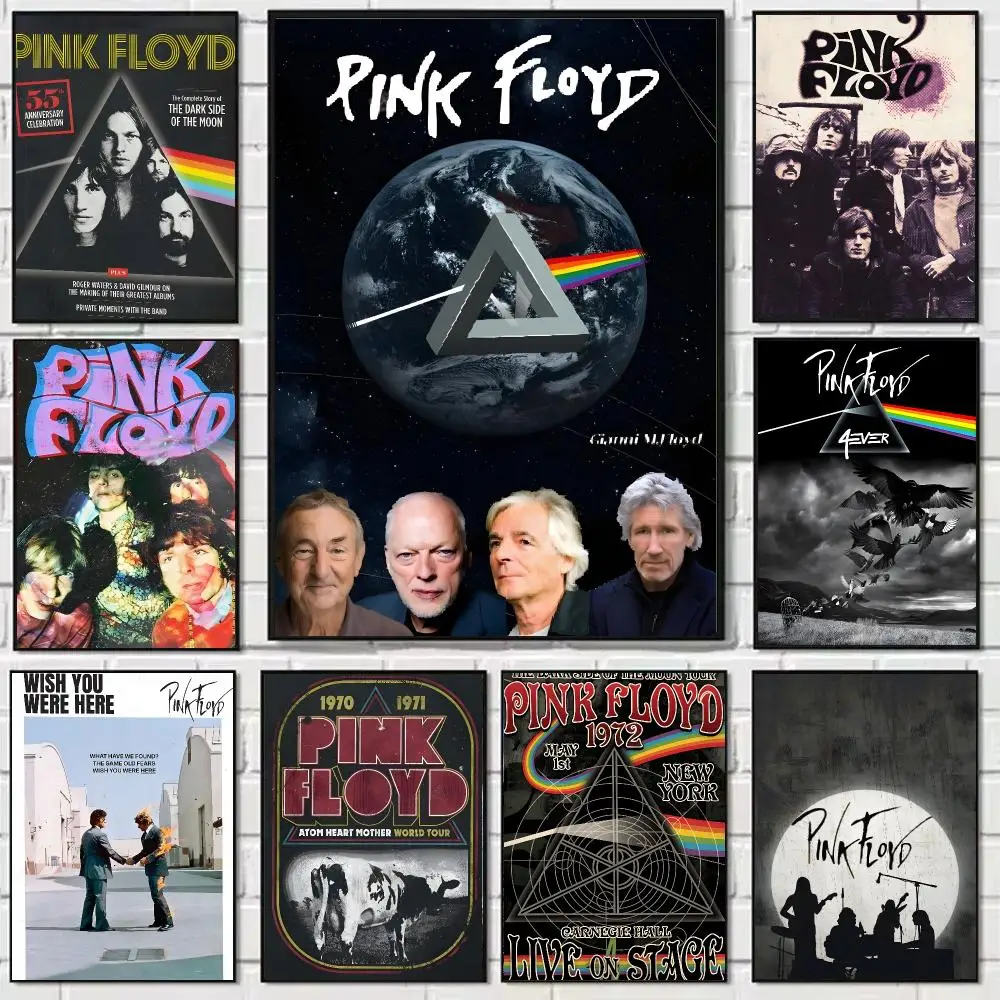 Rock Band Pink F-Floyd Poster Self-adhesive Art Waterproof Paper Sticker Coffee House Bar Dorm Room Wall Decor