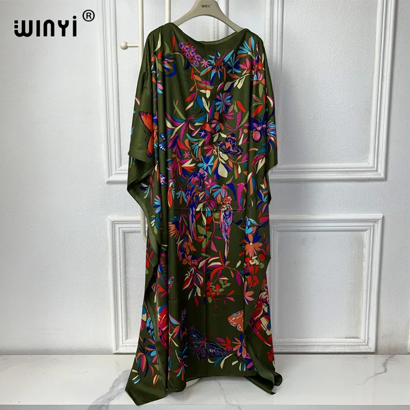 قفطان مطبوع من WINYI-فستان طويل للنساء المسلمات ، فساتين سهرة ، ملابس على الموضة ، مقاسات كبيرة ، دبي ، عباية ،