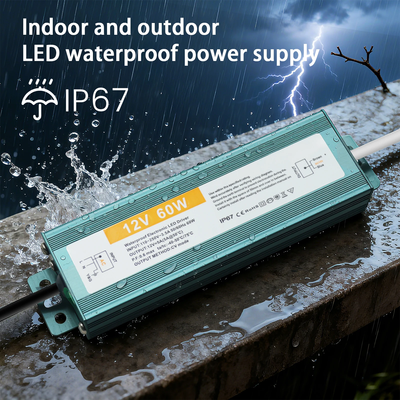 

IP67 Waterproof Switching Power Supply AC 110V-250V To DC 12V 24V Outdoor LED Driver 100W 200W 300W 400W 500W 600W Power Adapter