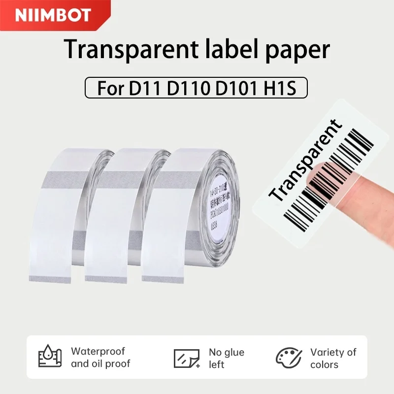 Niimbot D11/D110/D101 Transparent Sticker Paper 12-15mm Width Household Storage Classification