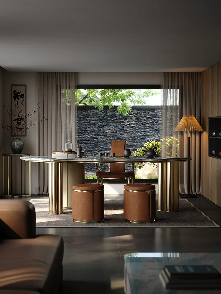 Yundie tea table light luxury modern high-end kettle integrated natural luxury stone tea table tea table