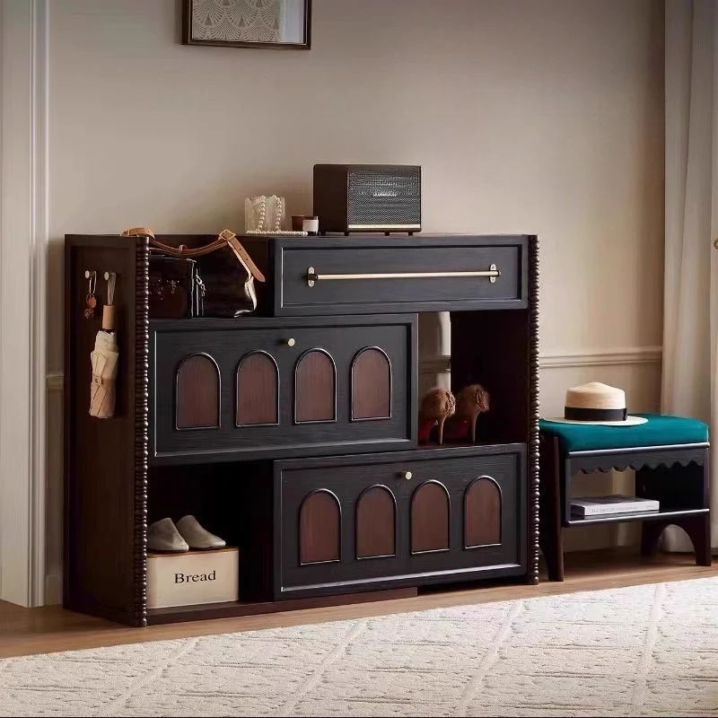 

French Style Luxury Shoes Rack Shoe Storage Wood Rotating European Shoe Cabinet Space Saving Szafka Na Buty Home Furniture