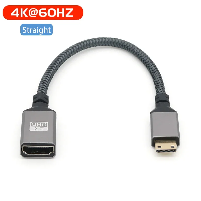 4K Mini HDMI to HDMI-Compatible Female Elbow Short Cable HD Mini to Standard Video Conversion Used to Connect Camera