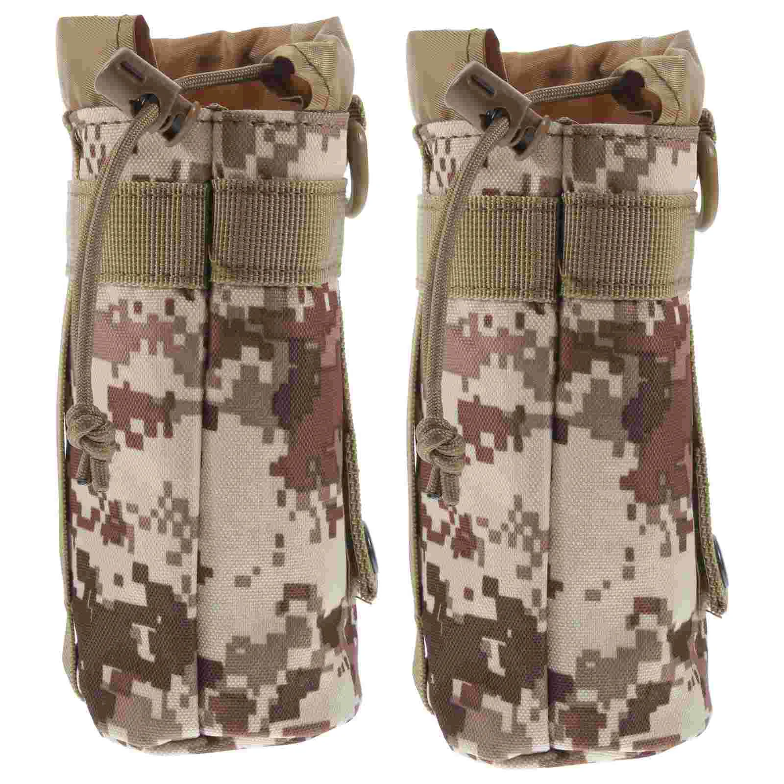 2 Pcs Camouflage Water Bottle Thermal Bag Pouch Holder for Outdoor Carrier Travel