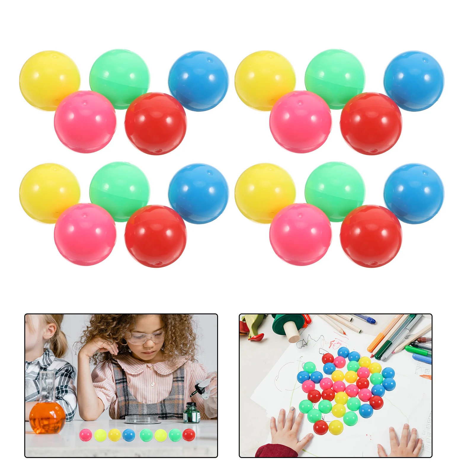 

100Pcs Hollow Plastic Colored Counting Balls 20Mm for Math Probability Learning Elementary School Marbles