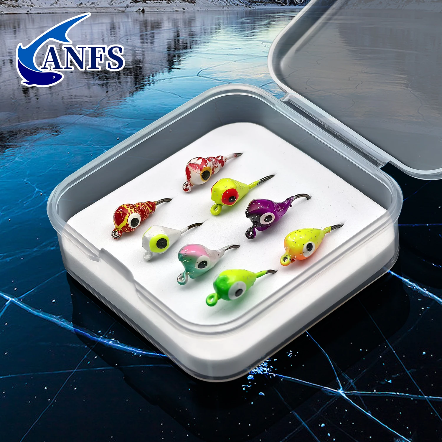 ANFS 8 قطعة/32 قطعة مجموعة طعوم صيد الأسماك على الجليد - طعوم صناعية صلبة، خطافات طعم غرق، ملحقات لبايك، صيد جثم