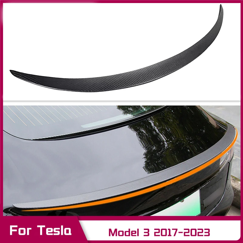 

For Tesla Model 3 2017-2023 Rear Spoiler Trunk Tail Wing Matte Carbon Fiber Color