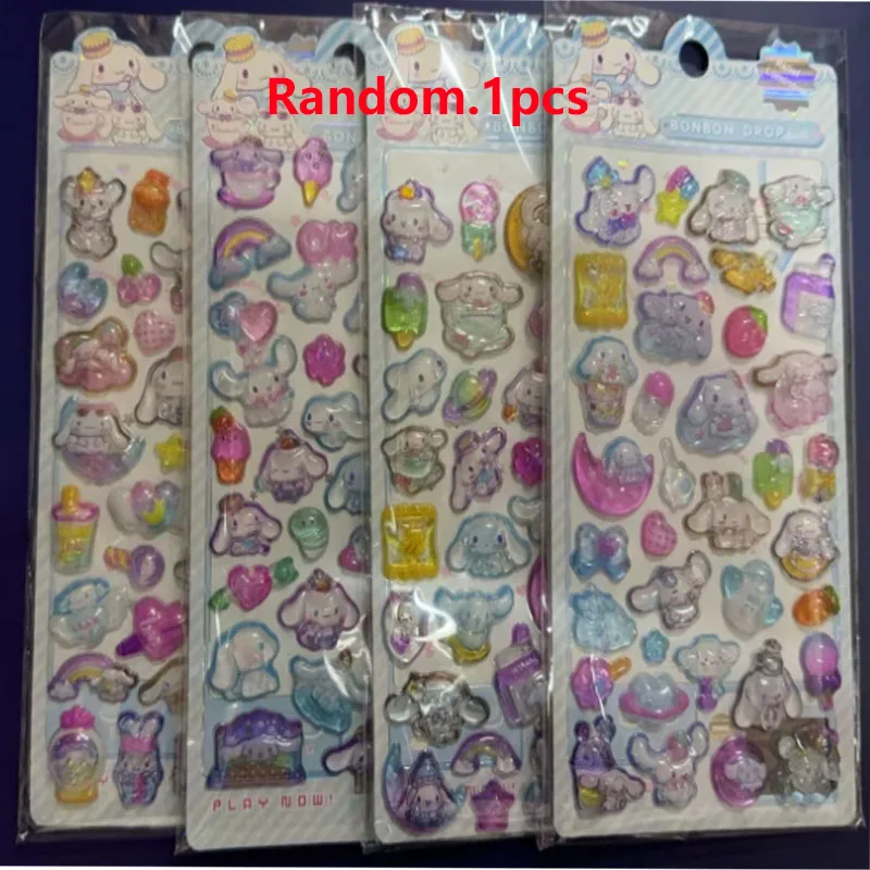 4 adesivi Anime Sanrio Hello Kitty Kuromi adesivi in cristallo in rilievo 3D per custodie per cellulari e altri oggetti Decorazione carina